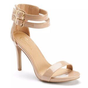 candie's double straps nude heels